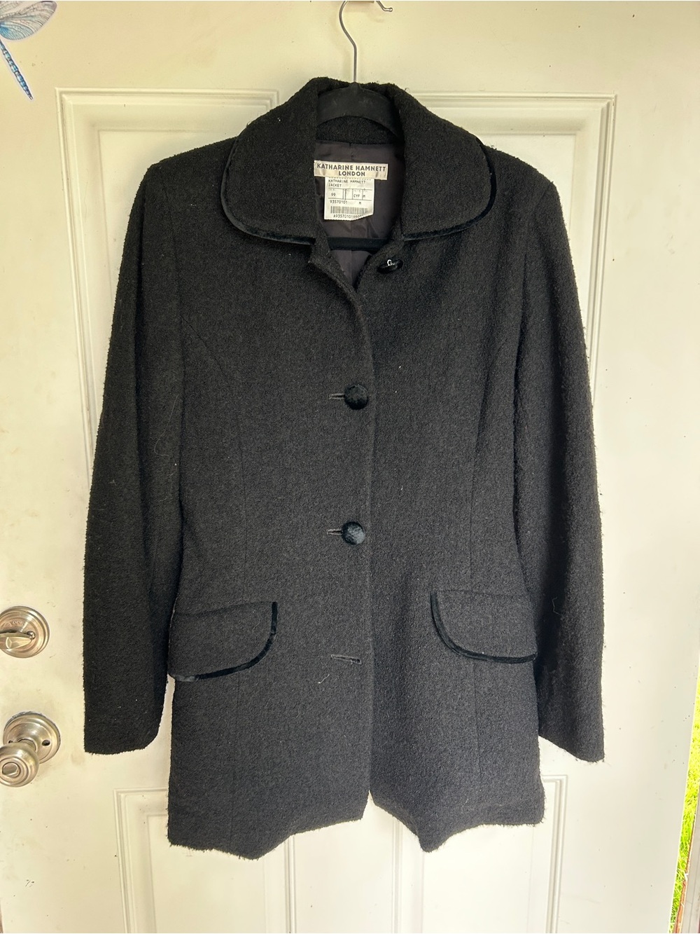 Black Wool-Blend Pea Coat
